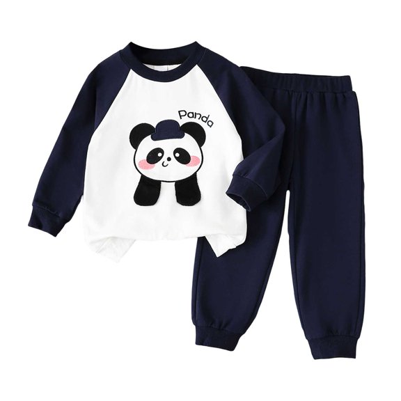 Akiihool Boy Baby Clothes Toddler Baby Boy Fall Winter Outfit Contrast Color Long Sleeve Sweatshirts Stretch Jogger Pants Newborn Clothes Set Dark Blue,5 Years