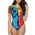 thumbnail image 1 of Balery Gaming Body de cuello redondo de manga corta para mujer Tops de manga corta Tops básicos-Large, 1 of 7
