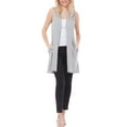 thumbnail image 7 of MixMatchy Women's Open Front Draped Heavyweight Cardigan Long Vest With Side Pockets -Made In USA, 7 of 7