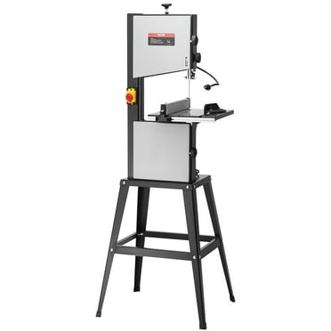 Band Saw with Stand, 10-Inch 370W Dual-Speed Benchtop Bandsaw – 560/1100 RPM, 0.5HP Motor, Metal Stand with Work Light, Fence & Miter Gauge for Wood, Aluminum & Plastic
