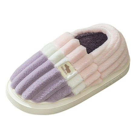 

bvgfsahne Couples Women Slip-On Furry Plush Flat Home Winter Open Toe Keep Warm Slippers Shoes