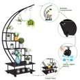thumbnail image 4 of Zimtown Half Moon Plant Holder Stand with Wheels, 6 Layer Metal Rolling Wood Flower Stand Display Rack w/2 Shelves, Black, 2 PCS, 4 of 7