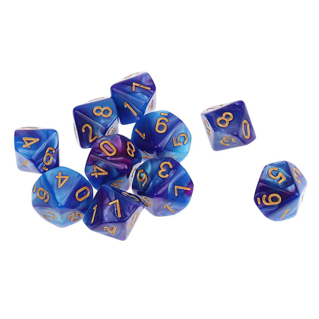 10PCS D10 Polyhedral Game Dice for RPG  Party Games 