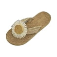 thumbnail image 3 of Willtoo Cute Linen Daisy Flip Flops For Women Thong Sandals Slides Summer Premium Comfort Slippers Arch Support Yoga Mat Footwear, 3 of 6