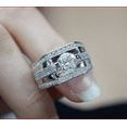 thumbnail image 2 of Forever Jewels 2Ct Round Cut Moissanite Men Solitaire Engagement Ring 14K White Gold Plated, 2 of 2