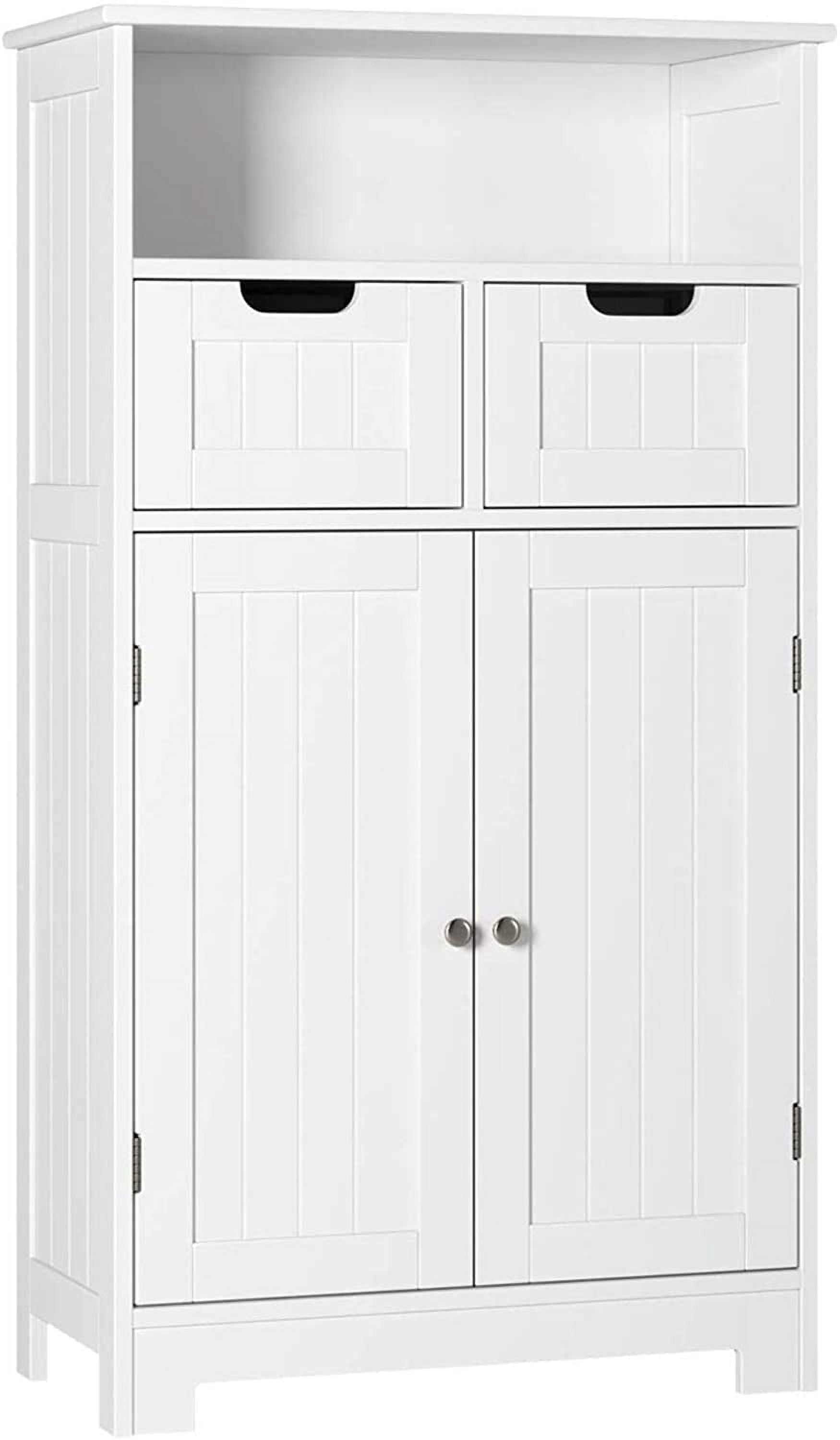 Homfa Bathroom Floor Storage Cabinet, Wood Linen Cabinet with Adjustable Shelf, Free Standing Organizer for Office Living Room, White