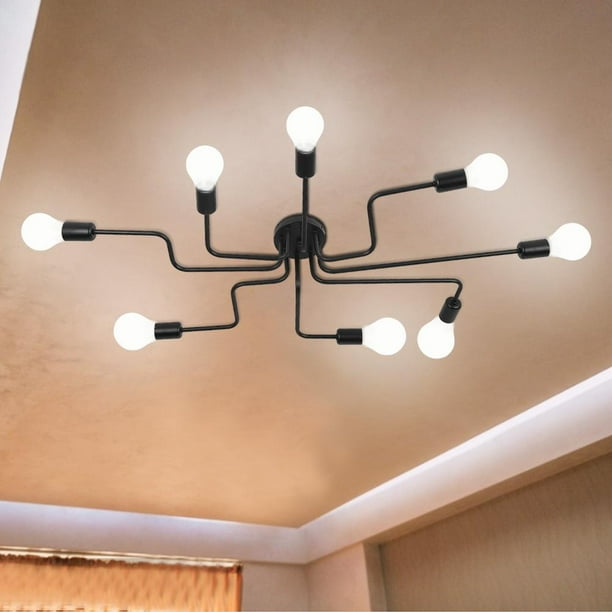 Lyumo Black Industrial Modern Flush Ceiling Lamp Holder Lights Fixture For 8 E27 110 240v Mount Dining Room Light Com Lyumo Black Industrial Modern Flush, Flush Ceiling Light Fixture
