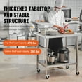 thumbnail image 3 of KFFKFF Commercial Kitchen Workstation, 30x18x38 Inches, Mobile with 4 Casters, 3 Height Settings, Robust Stainless Steel Food Preparation Table, Silver, 3 of 9