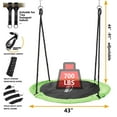 thumbnail image 6 of Saucer Tree Swing for Kids, 43" Waterproof Flying Saucer Swing with A Swivel, Hanging Straps, Adjustable Ropes,  Galvanized steel frame, padded with foam, Easy to Install Round Mat Spinner Swing Green, 6 of 9