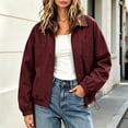 thumbnail image 2 of hlysgo Women's Barn Jacket Collar Zipper Utility Jacket Cinchable Hem Workwear Jacket with Pockets Wine,XL, 2 of 6