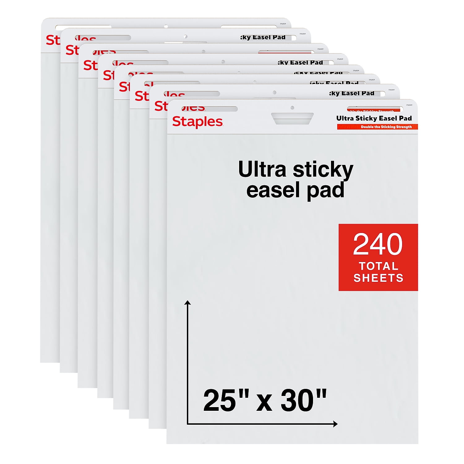 Staples Ultra Sticky Easel Pad 25" x 30" 30 Sheets/Pad 8 Pads/Pack (ST62838)