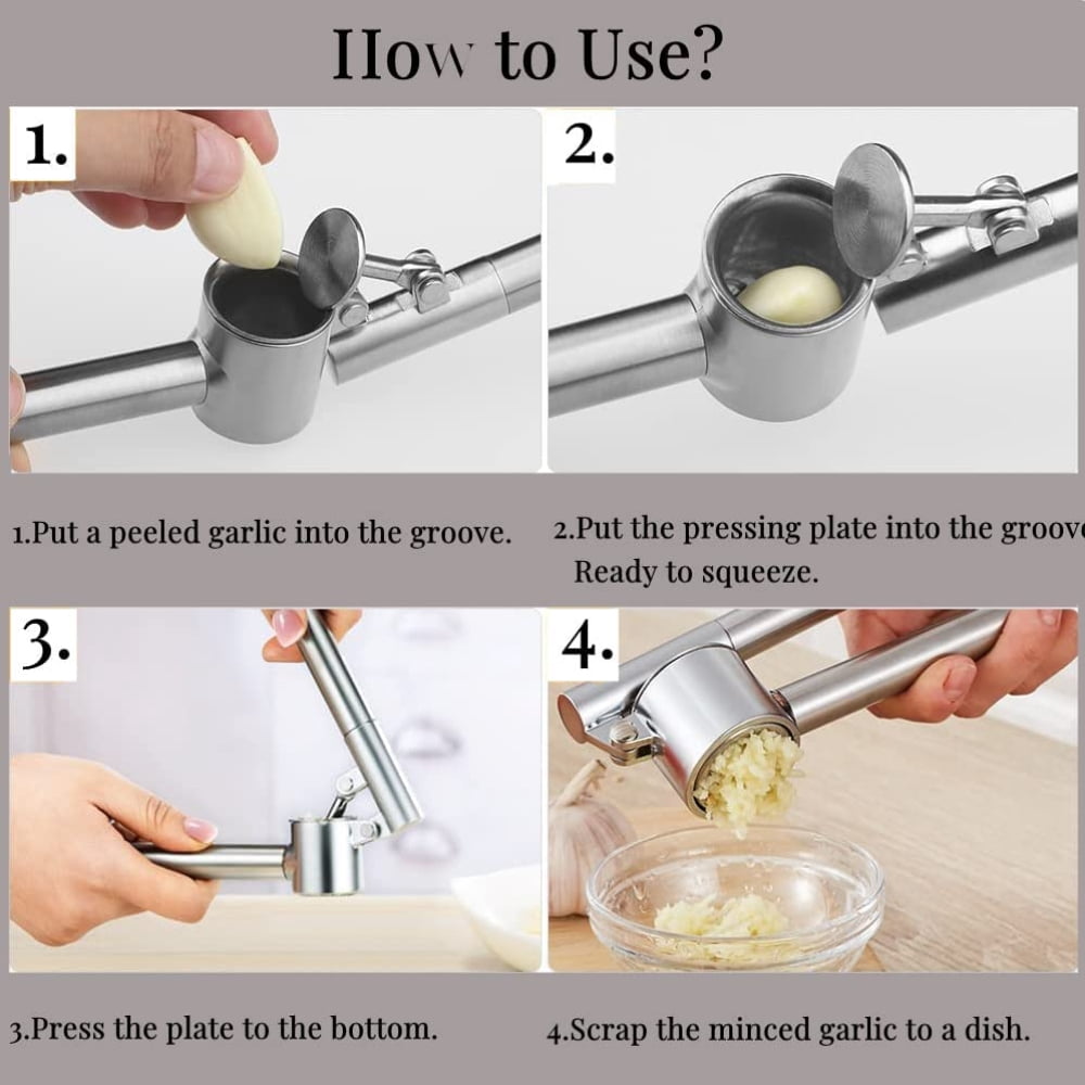 Dsseng Premium Garlic Press Mincer, Professional 304 Stainless Steel Garlic Crusher & Ginger Press - Heavy Duty, Sturdy, Easy Squeeze and Clean, Dishwasher Safe,Rust Proof