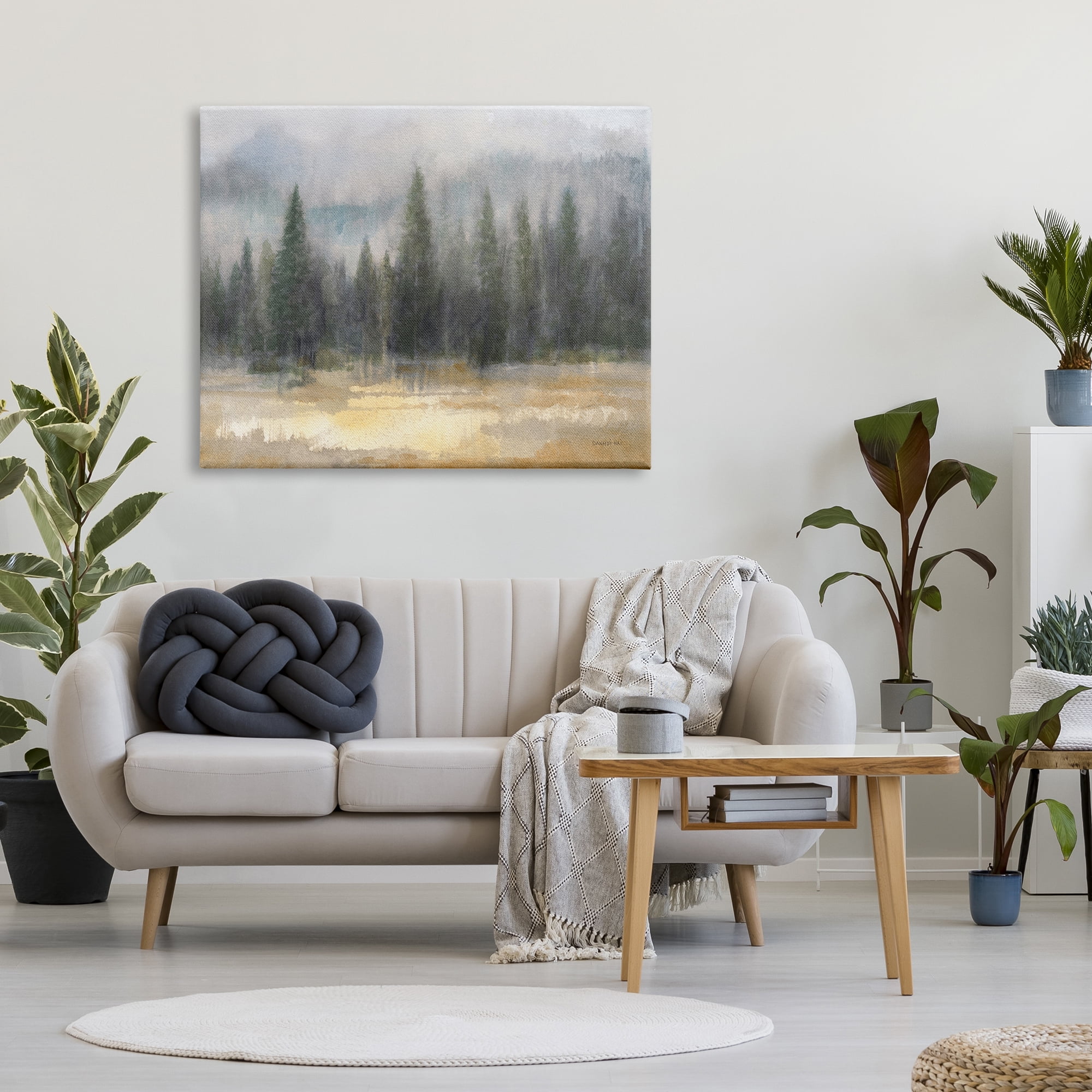 Abstract Blurred Pine Tree Forest Landscape Canvas Art, 48 x 36