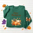 thumbnail image 5 of VKOYWKM Women's Happy Thanksgiving Sweatshirt Funny Letter Pumpkin Print Long Sleeve Crewneck Fall Pullover Tops, 5 of 5