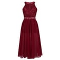 thumbnail image 2 of Fldy Kids Girls Shiny Sequins Flower Dress Sparkle Wedding Pageant Dance Romper Maxi Gown Dresses Burgundy 4, 2 of 7