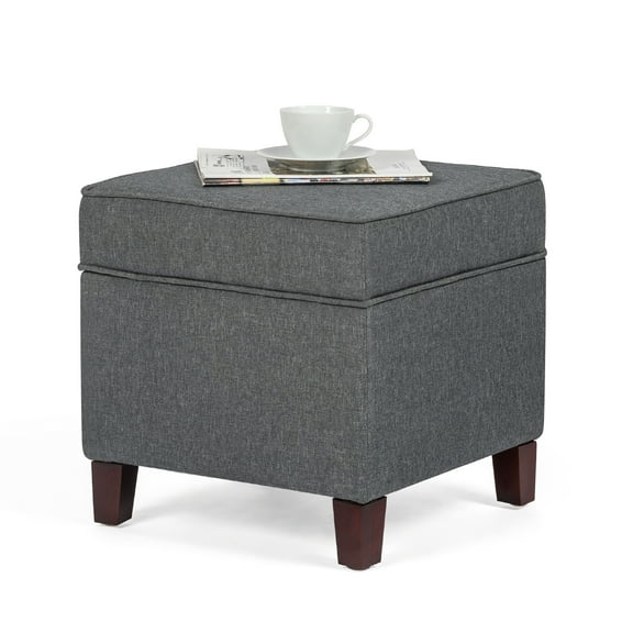 Joveco Fabric Square Storage Ottoman Footrest Stool Storage Chest, Storage Bench,Gray