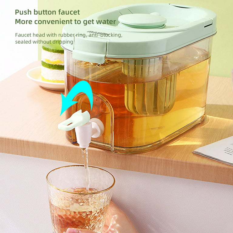 Cold Kettle with Faucet, 4L/1.06 Gallon Refrigerator Juice Water Pitcher,  Home Plastic Beverage Dispenser, Filter Drink Container for Home, Kitchen,  Camping, Party