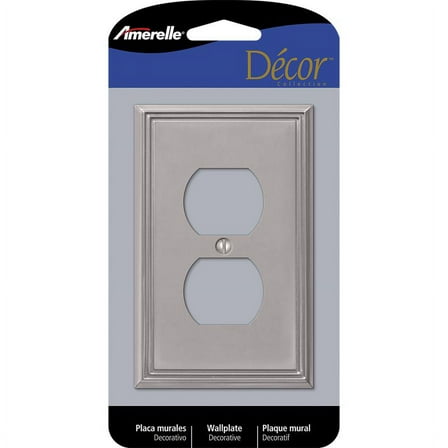 1 Pc, Amerelle Metro Brushed Nickel 1 Gang Die-Cast Metal Duplex Wall Plate 1 Pk