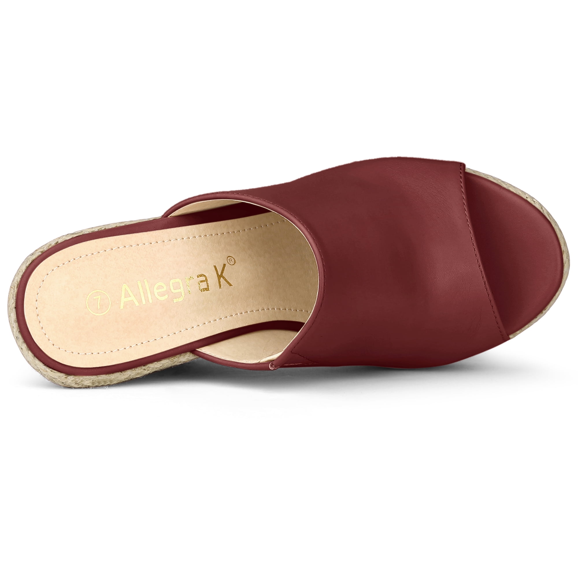 DARING DIVA Women's Slip on Platform Sandals Espadrilles Wedges Slides Mules Burgundy 8.5