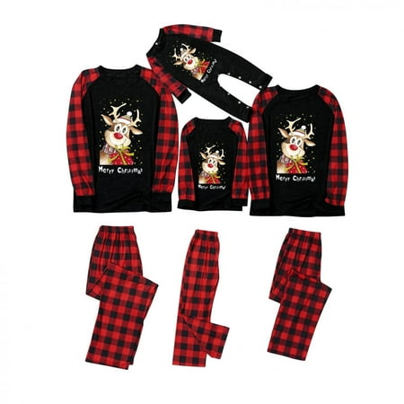 

Christmas Pajamas for Family Matching Sets 2022 Xmas Pjs Red Plaid Elk Reindeer Holiday Jammies Soft Funny Nightwear