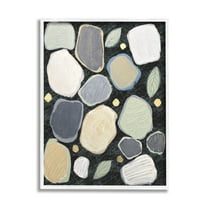 Stupell Industries Abstract Pebbles & Leaves Abstract Painting White Framed Art Print Wall Art, 11 x 14