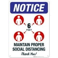 thumbnail image 1 of Social Distancing Sign, Maintain Proper Social Distancing 6 Feet, 10x14 Aluminum, 1 of 8
