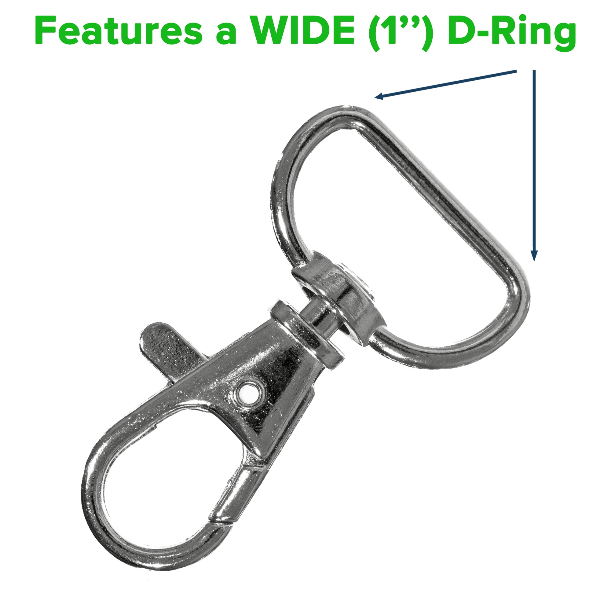 Wuuycoky Silvery 1 Inner Diameter D Ring Big Flat Buckle Lobster Clasps Swivel Snap Hooks Pack of 10 
