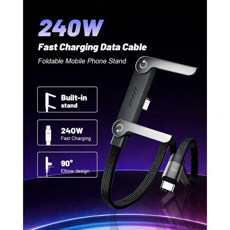 Foldable USB C phone stand charging cable