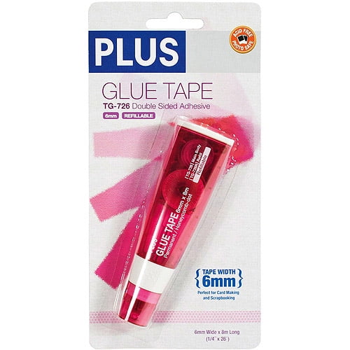 PLUS Glue Tape Adhesive Roller Permanent Refillable 1/3" x 72'  & 1 Refill! 