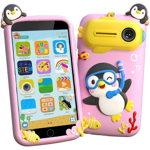 Kids Toys Smart Phone, 3.97" Touchscreen Toddler Phone with 220+ Learning Games, Camera, Parental Control, Educational Phone for Girls Ages 3-9, Birthday Gift