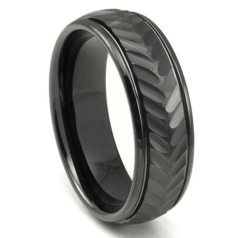 Titanium Kay Black Tungsten Carbide 8MM Chevron Newport Comfort