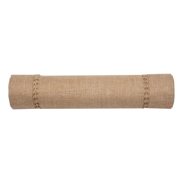 Camino de mesa de comedor con vainica hecha a mano, con entretejido de hilo plateado (beige oscuro, 30,5 x 182,8 cm)