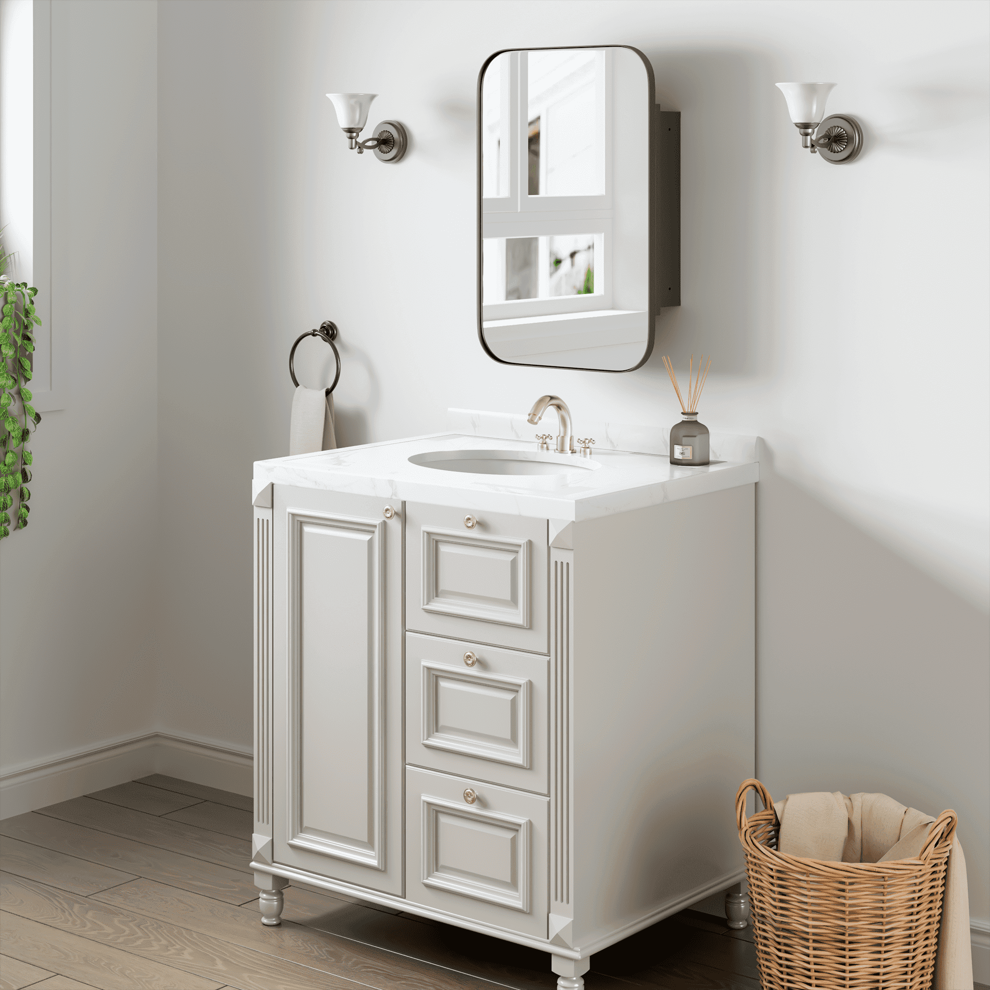 MAYEERTY 10"×7" Model H Black Iron Rectangular Mirror Cabinet Rounded Corners, Space-Saving for Small Bathrooms