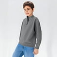 thumbnail image 2 of Boys Winter Sweatshirts Children's Quarter Zipper Turtleneck Solid Color Pullover Tops Long Sleeved Hoodless Sweatshirt Gray 5 Years, 2 of 9