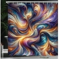 thumbnail image 3 of Ambesonne Colorful Shower Curtain, Fantasy Art Groovy Clouds, 69"Wx84"L, Indigo Sea Blue Orange, 3 of 4
