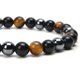 thumbnail image 2 of Pulsera de piedras preciosas naturales de triple protección Pulsera elástica de ojo de tigre - Obsidiana - Regalo de cumpleaños de hematita, 2 of 3