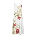 thumbnail image 2 of Gibobby Vestidos Casuales para Mujer Vestido largo con estampado de flores y cuello en V sin mangas sexy de verano para mujer(Blanco,CH), 2 of 4