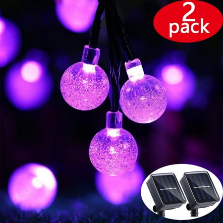 2pack Icicle Solar Led String Lights Outdoor Globe Ball 2pack Icicle Solar Led String Lights Outdoor Globe Ball Light 19 7ft 30 Fairy Bubble Crystal For Tree Holiday