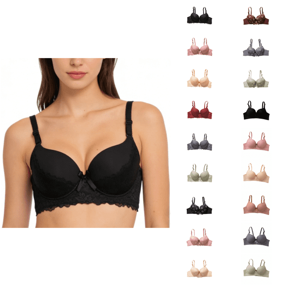 Ahuyic Womens Bra,Summer Plus Size Bra,Womens Embroidery Fashion Thin Style Ventilate Front Buckle Bra Without Steel Rim,Gray,S