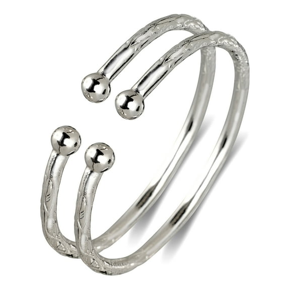 Better Jewelry Ball .925 Sterling Silver West Indian Bangles (65 g) (1 pair)