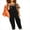 Black, variant on Michellecmm Women's Corduroy Overalls Solid Color Square Neck Pants Jumpsuit with Front Pockets Casual Streetwear