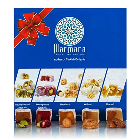 - Turkish Delight Candy By Marmara with Double Roasted Pistachio Pomegranate Walnuts Hazelnut Almond Mix Variety Assorted Nuts Gourmet Holiday Gift Box Candy Dessert Confection 1 Lb - 450 G