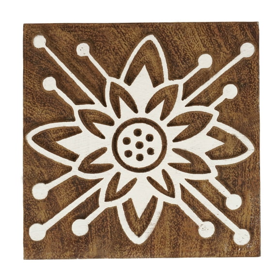 IBA Indianbeautifulart Textile Printing Block Floral Motif Hand Carved Wooden Stamp Wood Block Printing Textile Stamps For Fabric/ Pottery Blocks,3 Inch