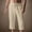 #505-Beige, variant on Mens Boho Beach Pants Drawstring Elastic Waist Solid Linen Breathable Calf Length Trousers with Pockets Gift