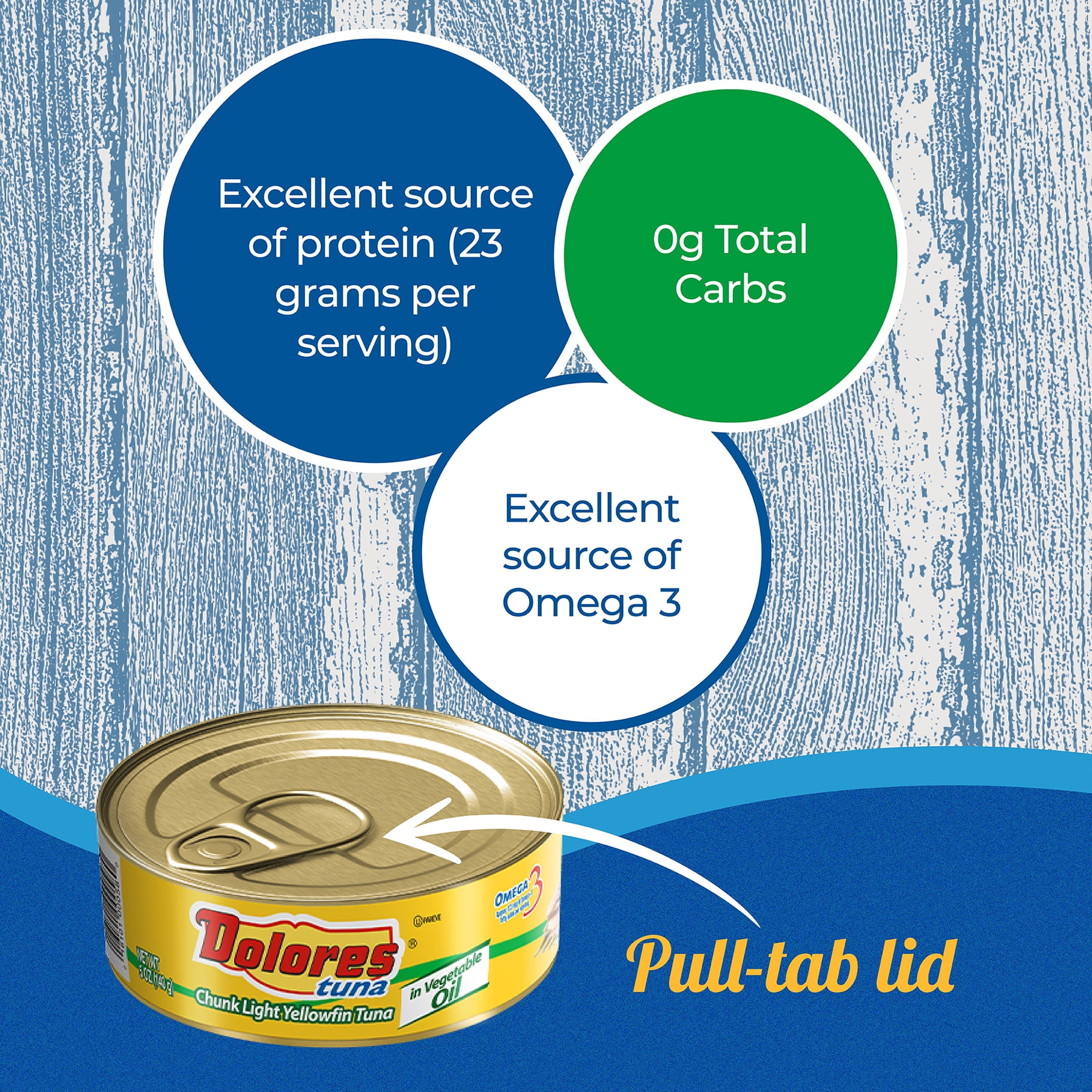 (6 pack) Dolores Tuna, Chunk Light Yellowfin Tuna in Vegetable Oil, 5 oz Can