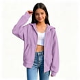 thumbnail image 5 of DJDLJWCJ Girls Corduroy Hoodie Jacket (5-15) Full Zip Long Sleeve Casual Fall Winter Outerwear Purple Size 12-13Years, 5 of 10