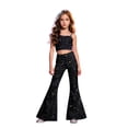 thumbnail image 3 of Afdoent Girls Pants Sequin Flare Pants High Waist Bell Bottoms Performance Dance Pants for Kids Stage Shows Party Wear Streetwear 5-6 Years, 3 of 6