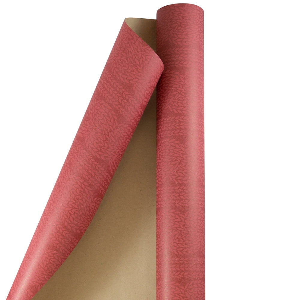 JAM Paper Christmas Wrapping Paper, 25 Sq ft, 1/Pack, Kraft Red Ivy