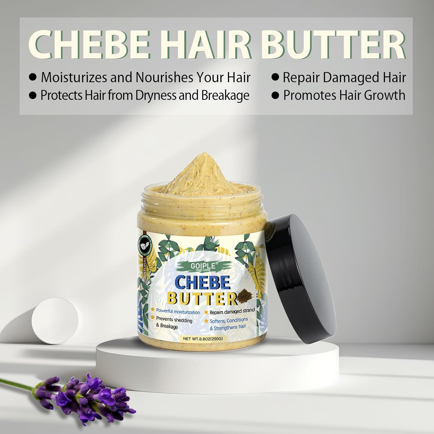 Goiple Chebe Butter Hair Butter, Hair Grease Deep Moisturization for Dry Hair, Deep Conditioning Hair Butter Grease Suitable for All Hair Types and Men and Women
