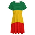 thumbnail image 4 of Ethiopian Flag Short Sleeve Dress Women Summer Evening Dresses Ladies Sundress, 4 of 7